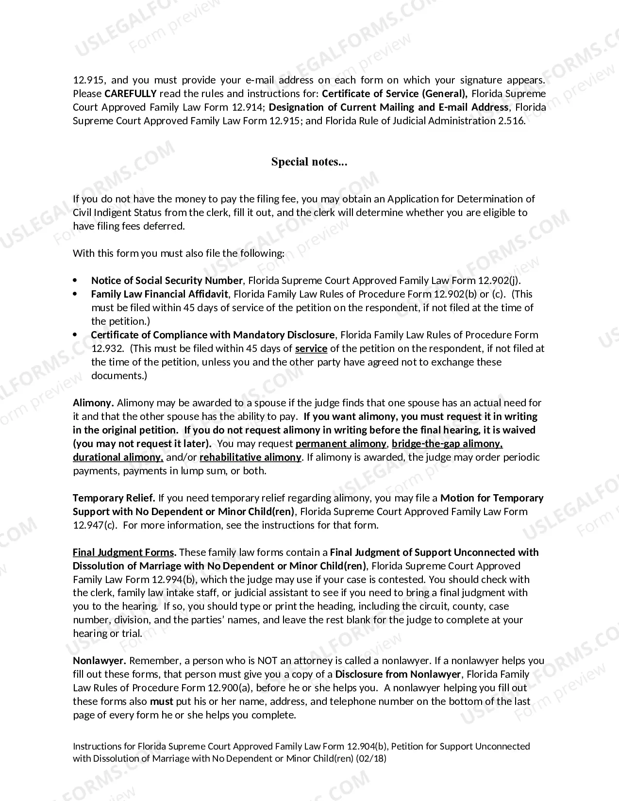 Preview Petition for Support Unconnected With Dissolution of Marriage with No Dependent or Minor Children