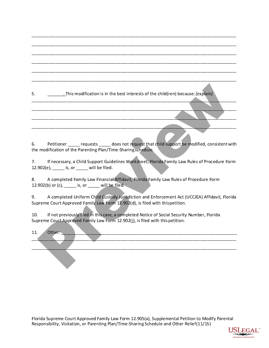 form Supplemental Petition to Modify Custody or Visitation and Other Relief preview