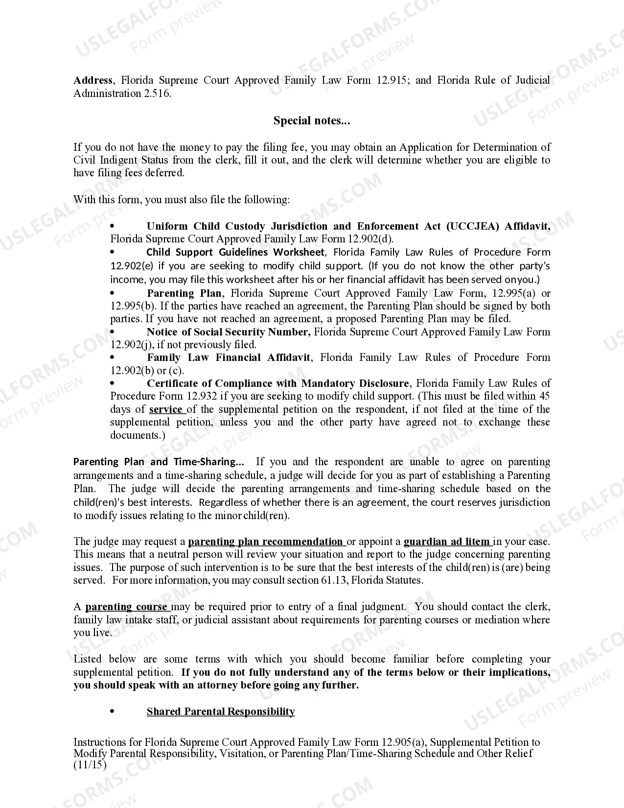 Preview Supplemental Petition to Modify Custody or Visitation and Other Relief