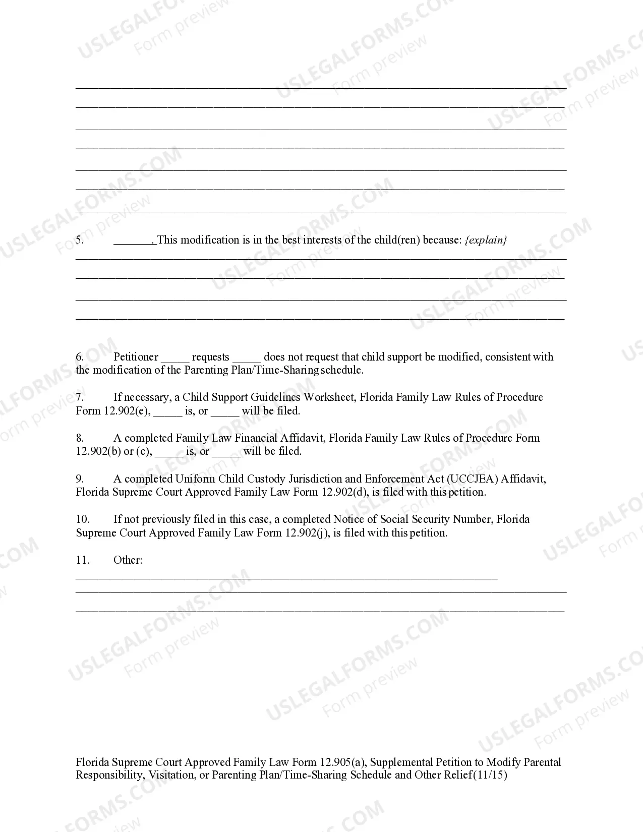 Preview Supplemental Petition to Modify Custody or Visitation and Other Relief