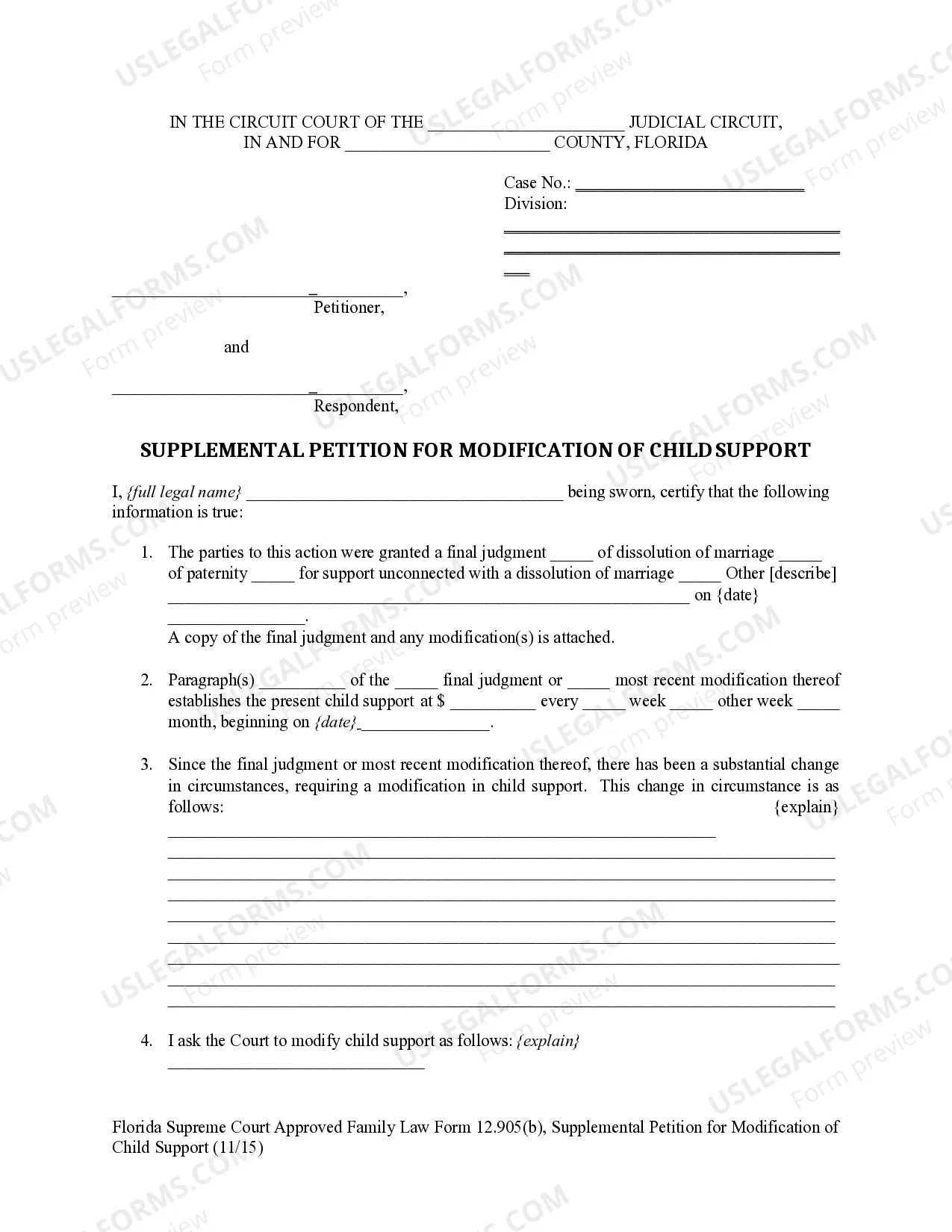 Preview Supplemental Petition for Modification of Child Support