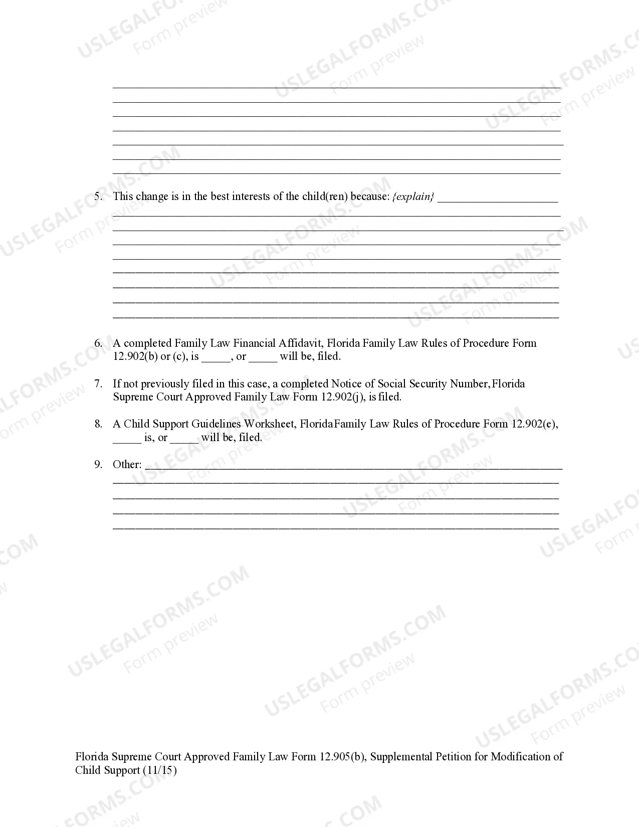 Preview Supplemental Petition for Modification of Child Support