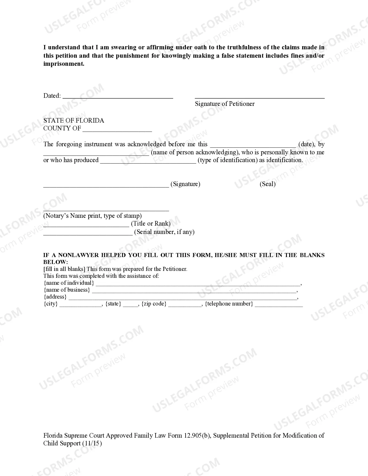 Preview Supplemental Petition for Modification of Child Support