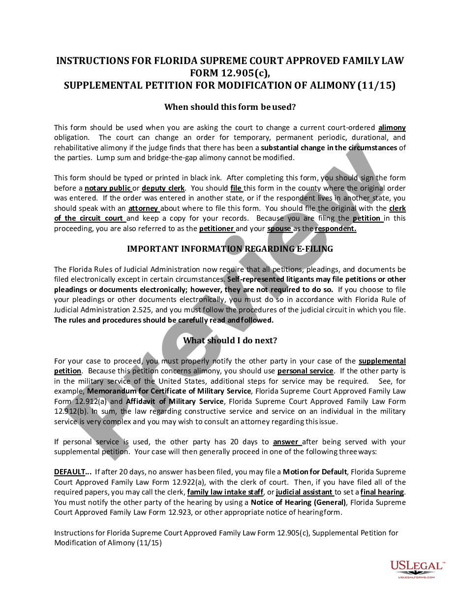 page 0 Supplemental Petition for Modification of Alimony preview