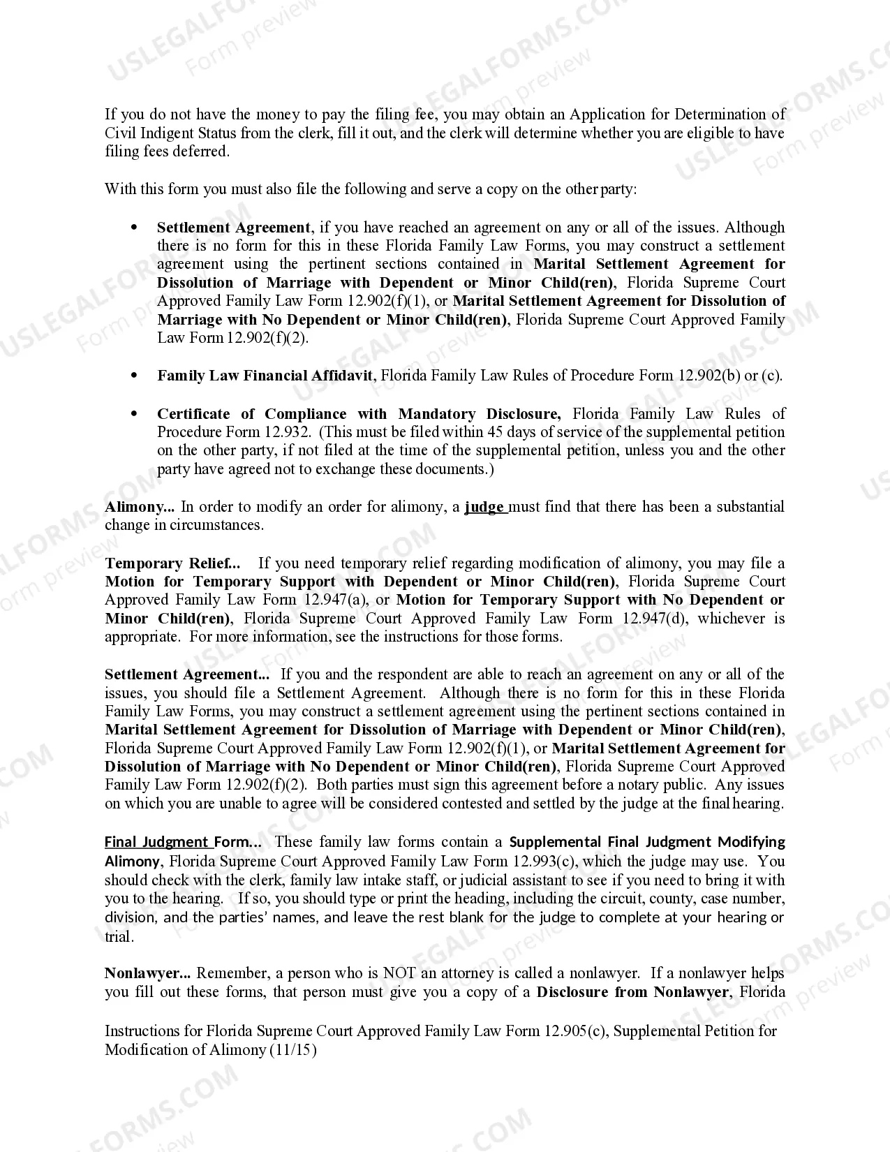 Preview Supplemental Petition for Modification of Alimony