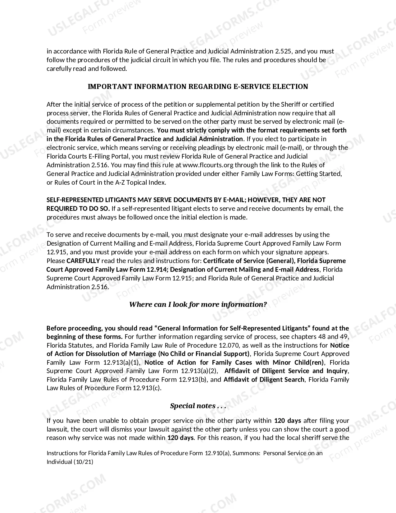 Preview Summons - Personal Service on an Individual
