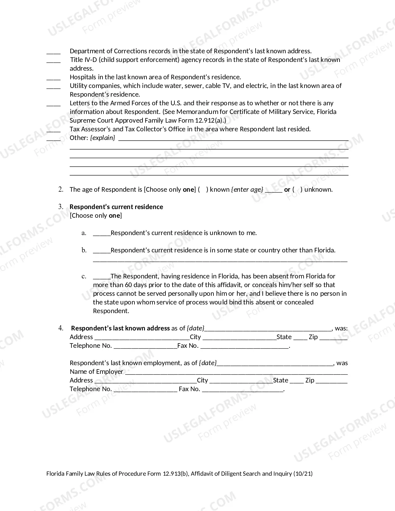 Preview Affidavit of Diligent Search And Inquiry