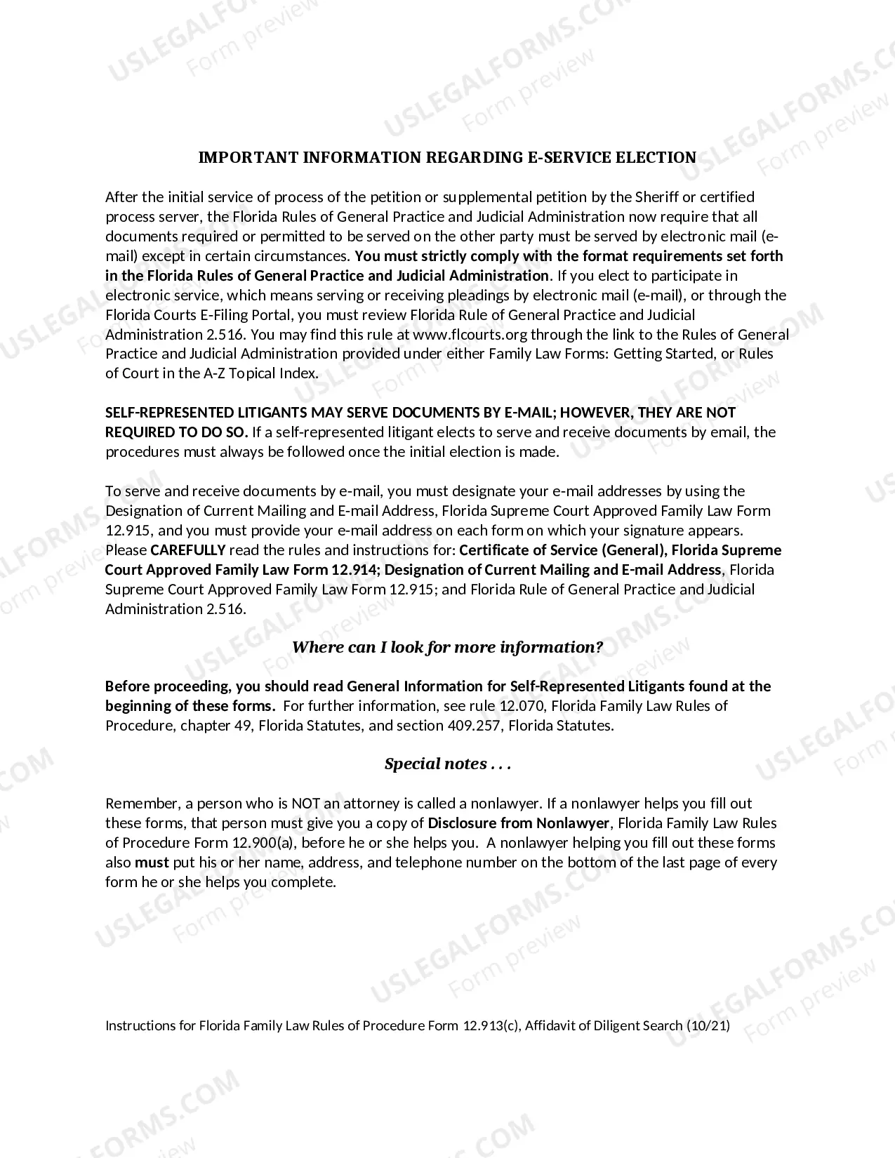 Preview Affidavit Of Diligent Search