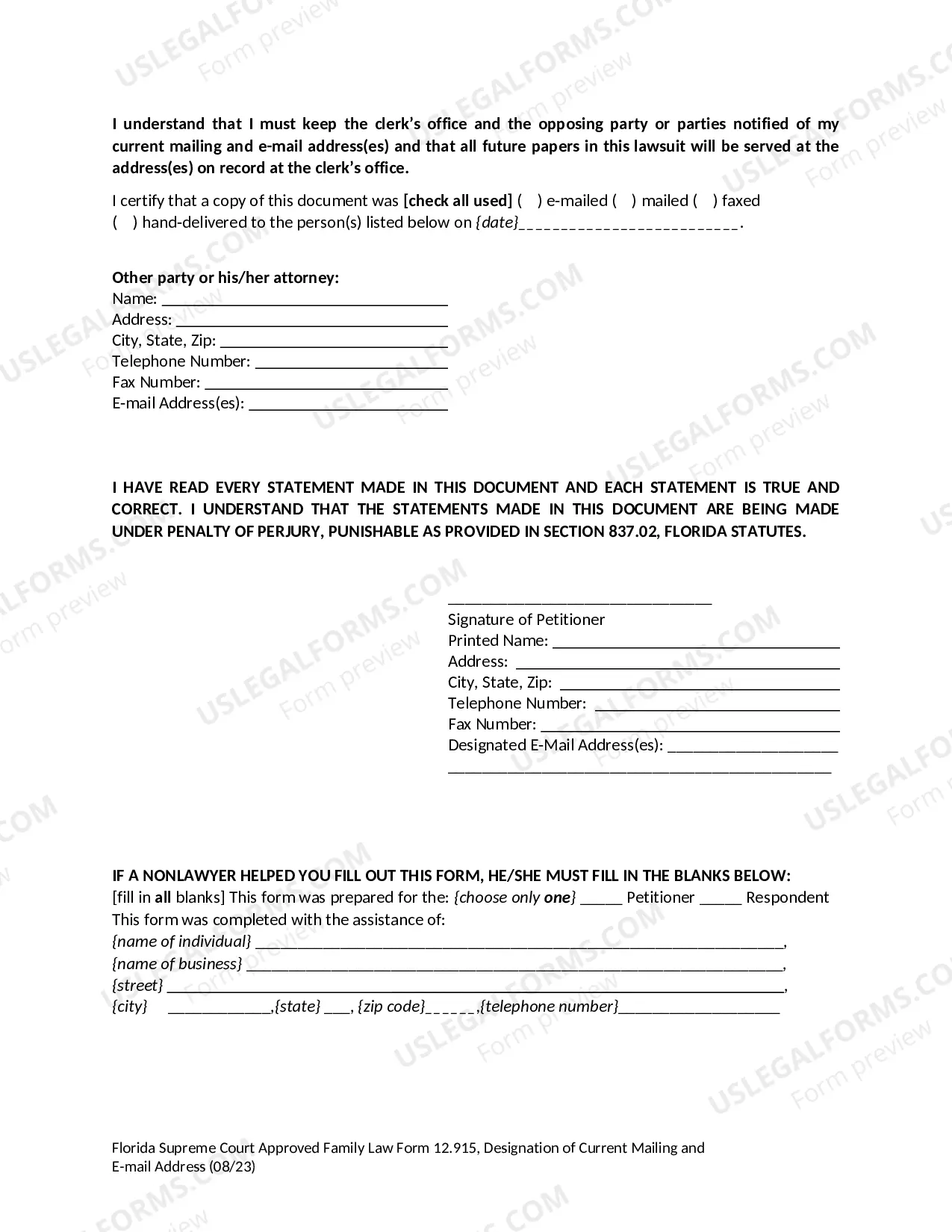 Preview Notice of Current Address