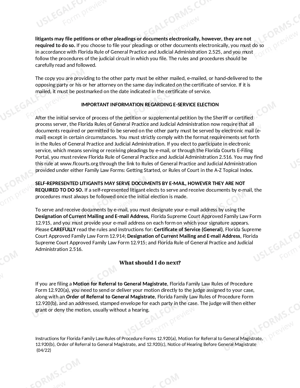 Preview Motion for Referral to General Magistrate - Order of Referral to General Magistrate - Notice of Hearing Before General Magistrate