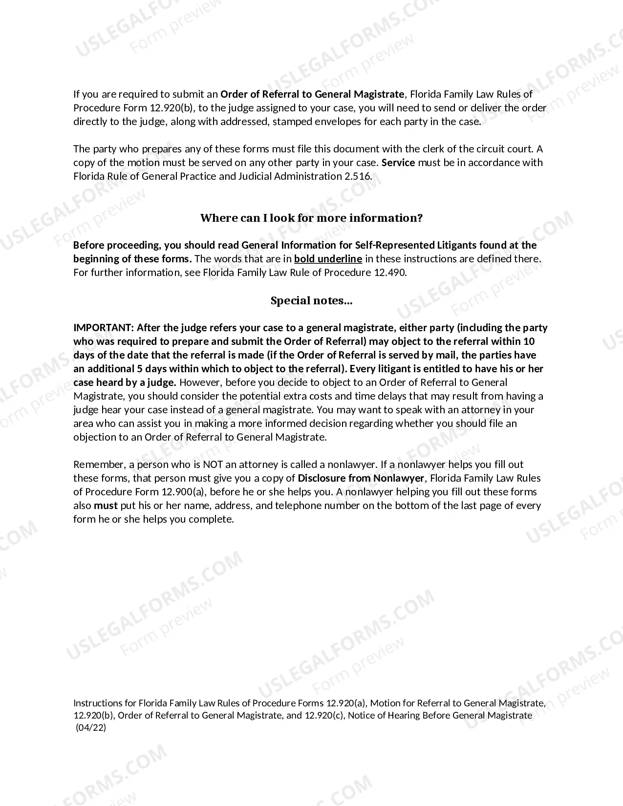 Preview Motion for Referral to General Magistrate - Order of Referral to General Magistrate - Notice of Hearing Before General Magistrate