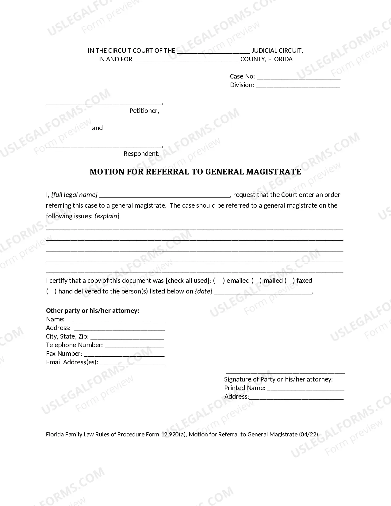 Preview Motion for Referral to General Magistrate - Order of Referral to General Magistrate - Notice of Hearing Before General Magistrate