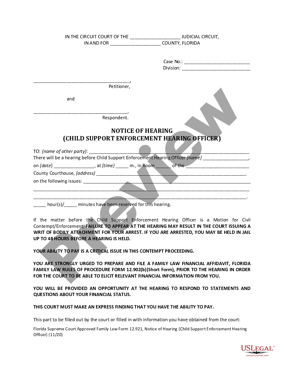 page 2 Notice of Hearing - Child Support Enforcement Hearing Officer preview