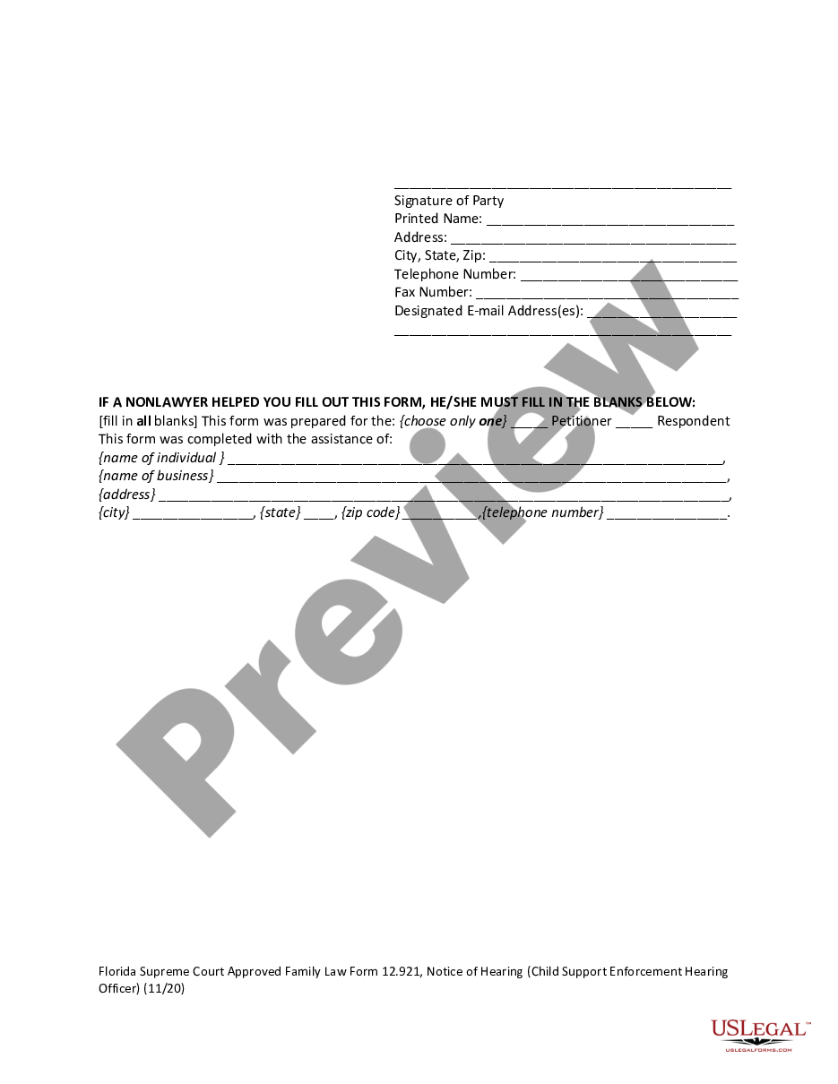 form Notice of Hearing - Child Support Enforcement Hearing Officer preview