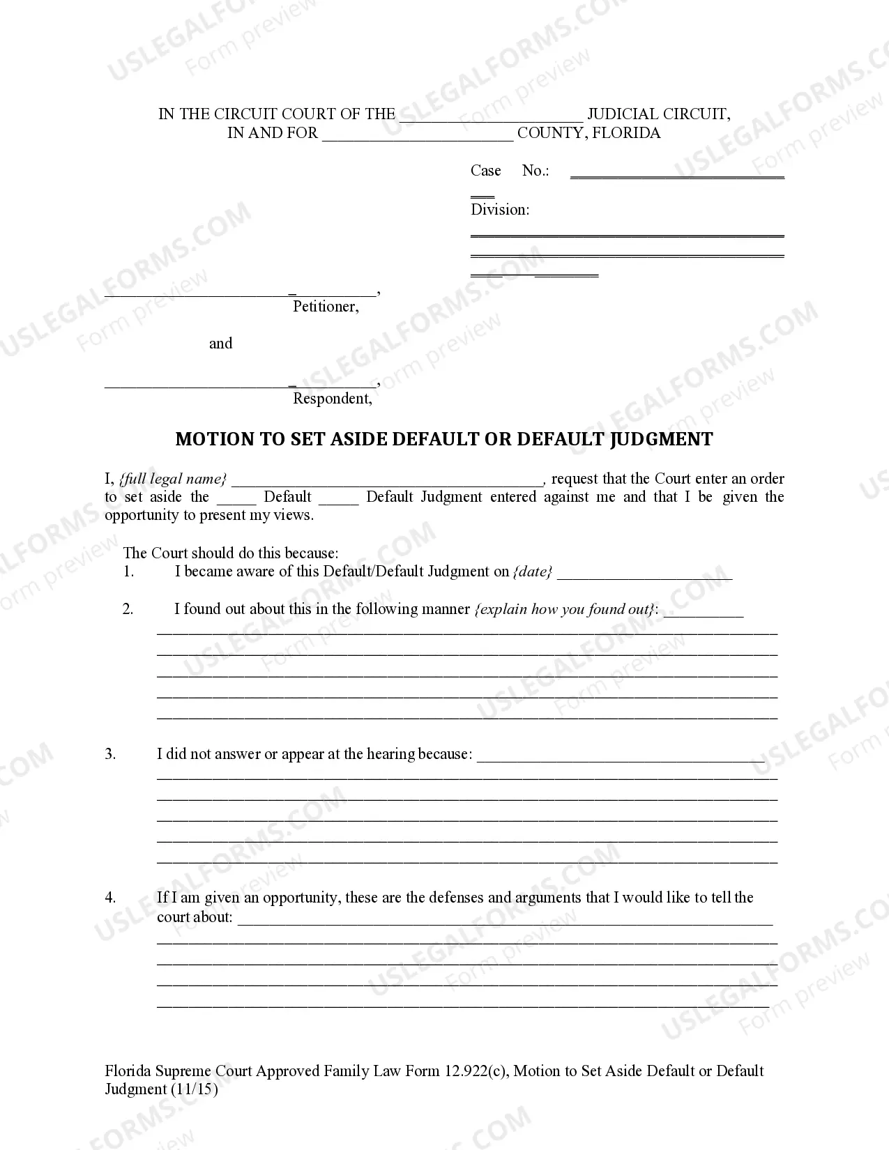 Preview Motion to Set Aside Default or Default Judgment