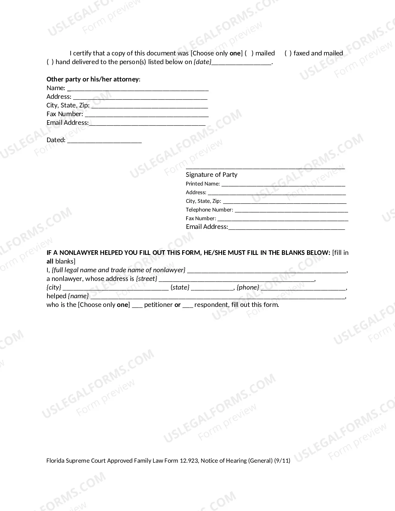 Preview Notice of Hearing - General