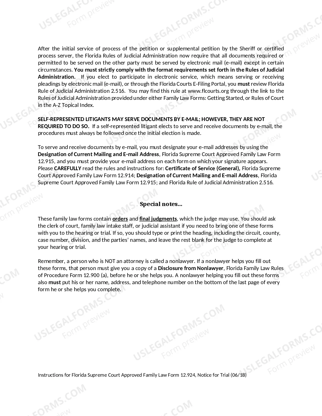 Preview Notice for Trial