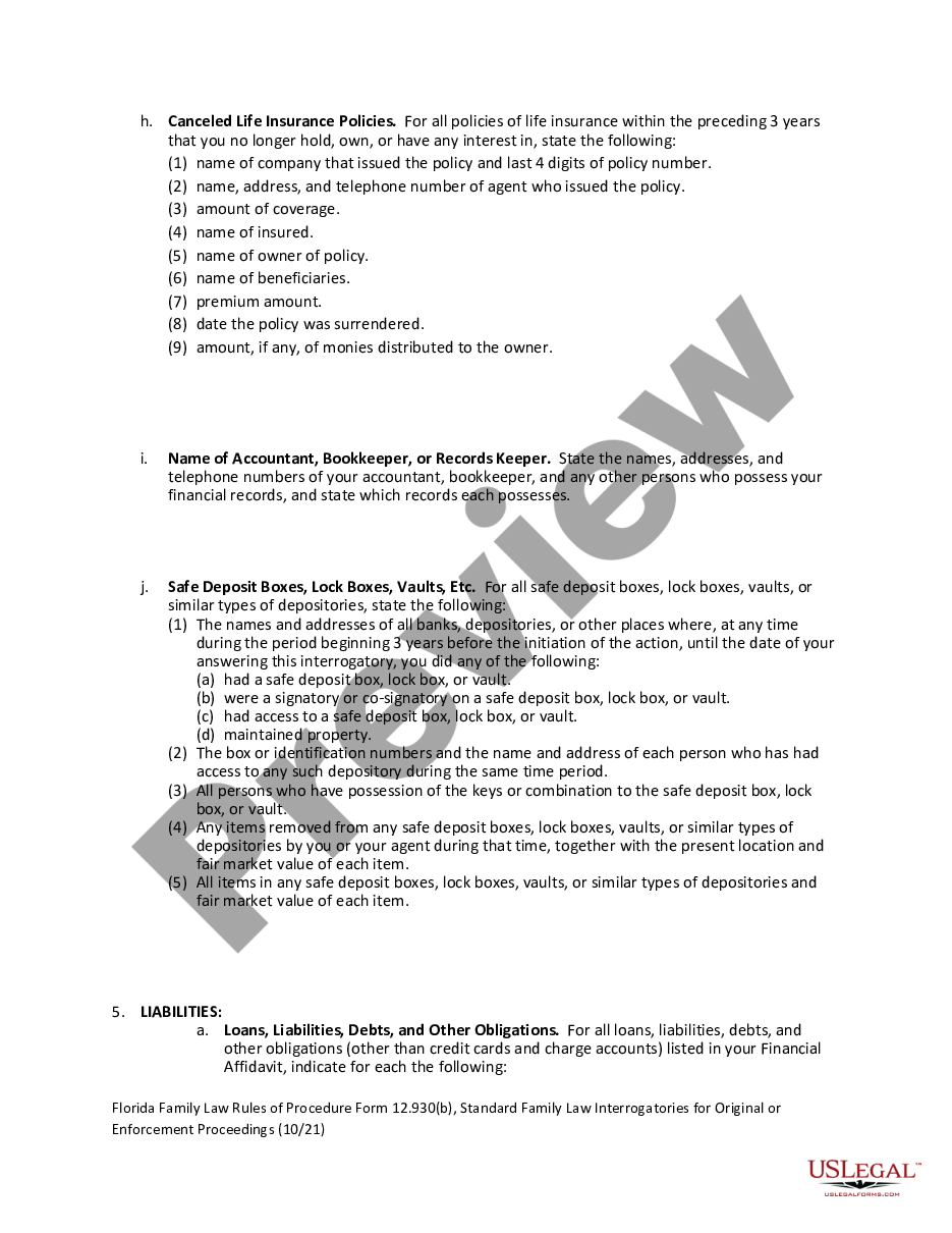 page 8 Standard Family Law Interrogatories for Original or Enforcement Proceedings preview