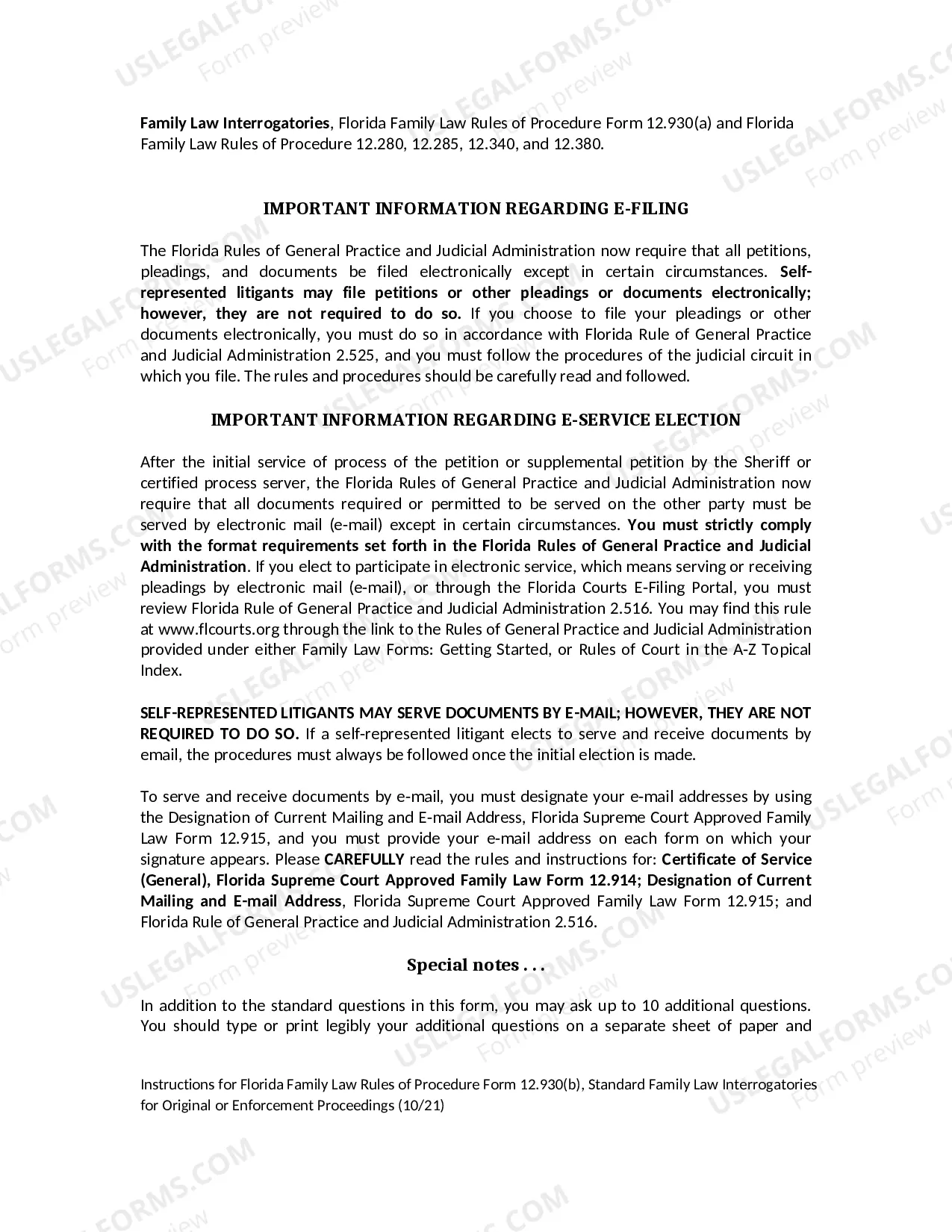 Preview Standard Family Law Interrogatories for Original or Enforcement Proceedings