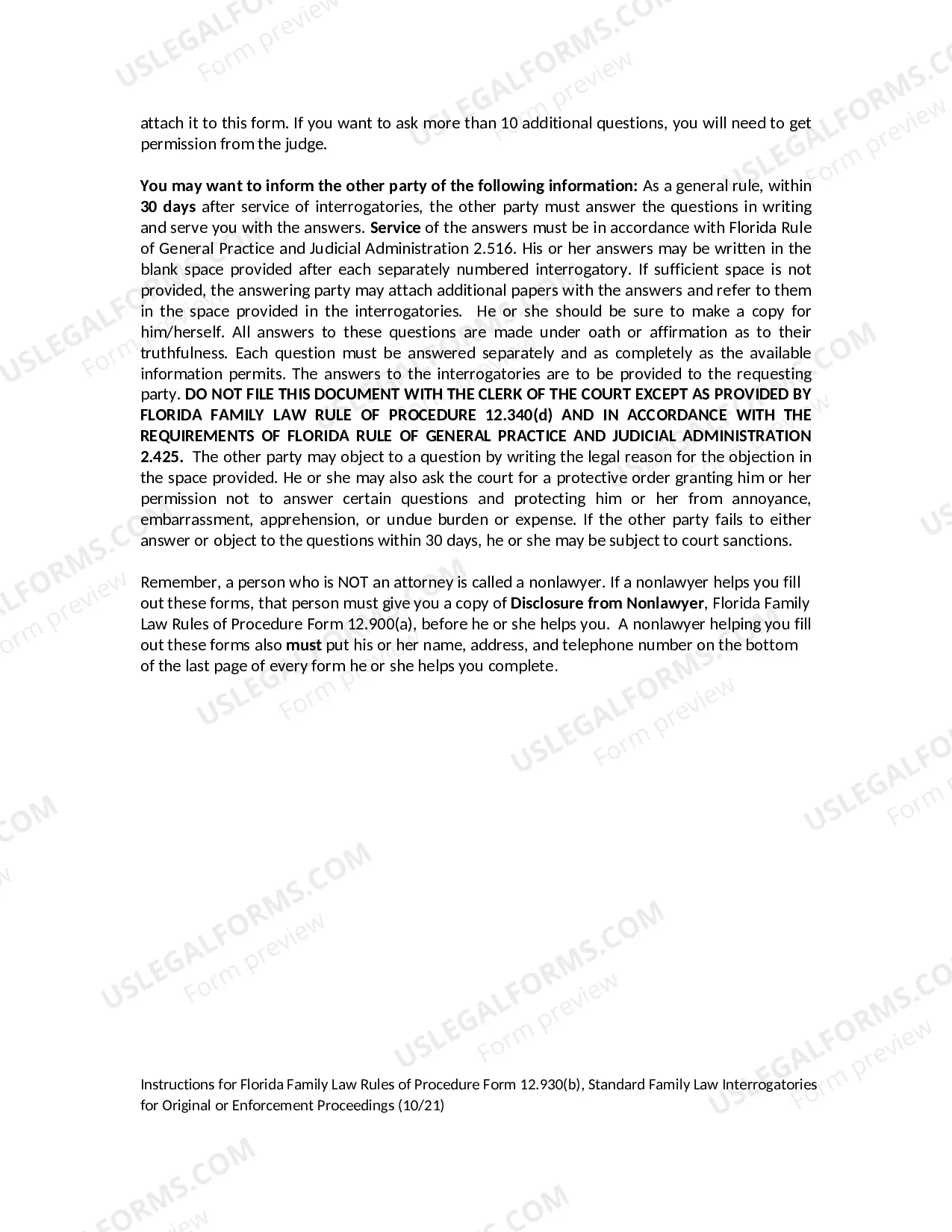 Preview Standard Family Law Interrogatories for Original or Enforcement Proceedings