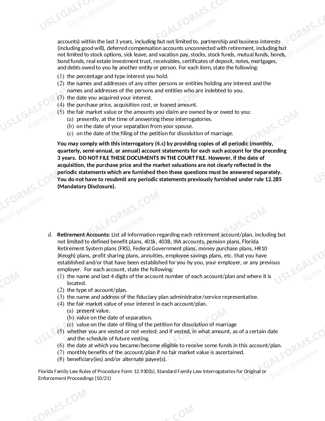 Preview Standard Family Law Interrogatories for Original or Enforcement Proceedings