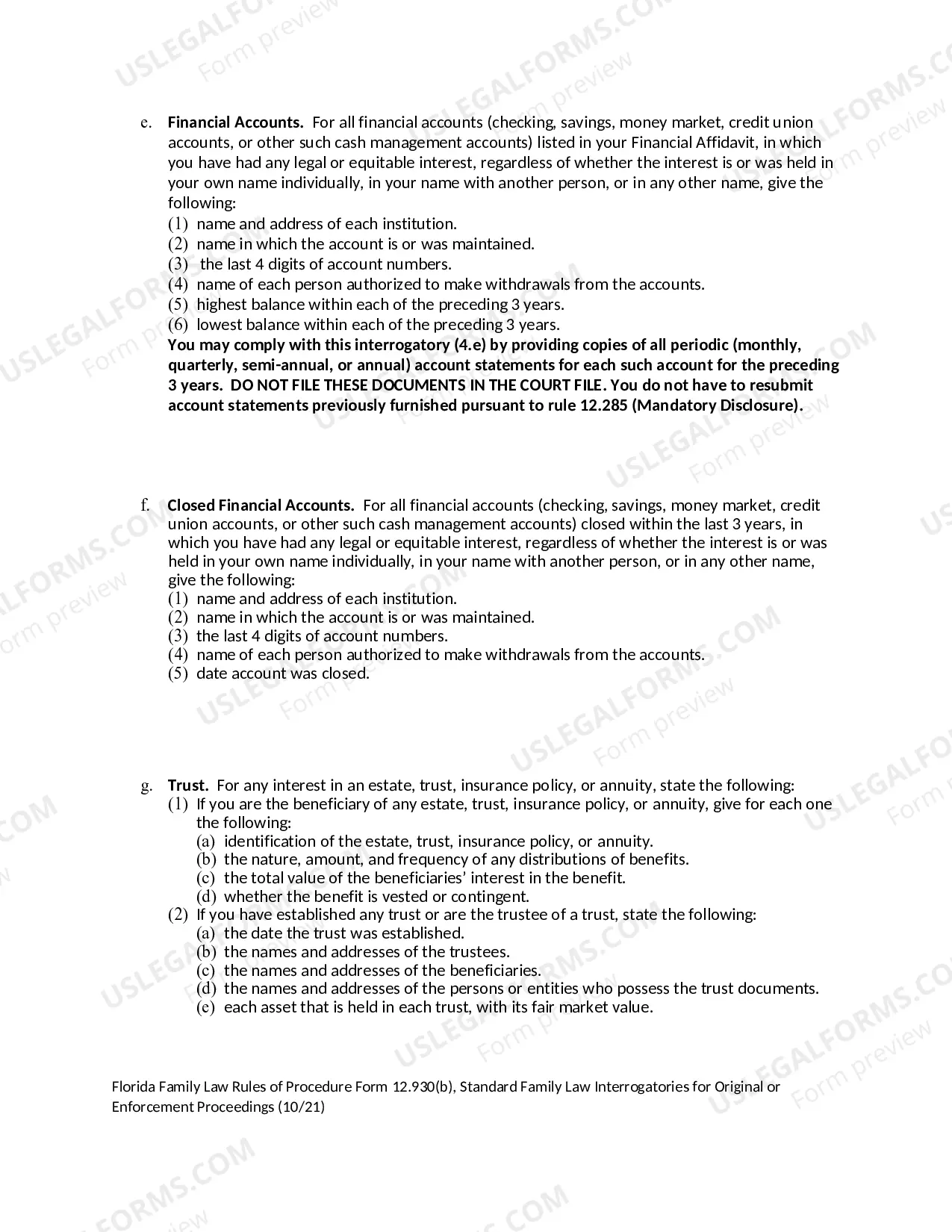 Preview Standard Family Law Interrogatories for Original or Enforcement Proceedings