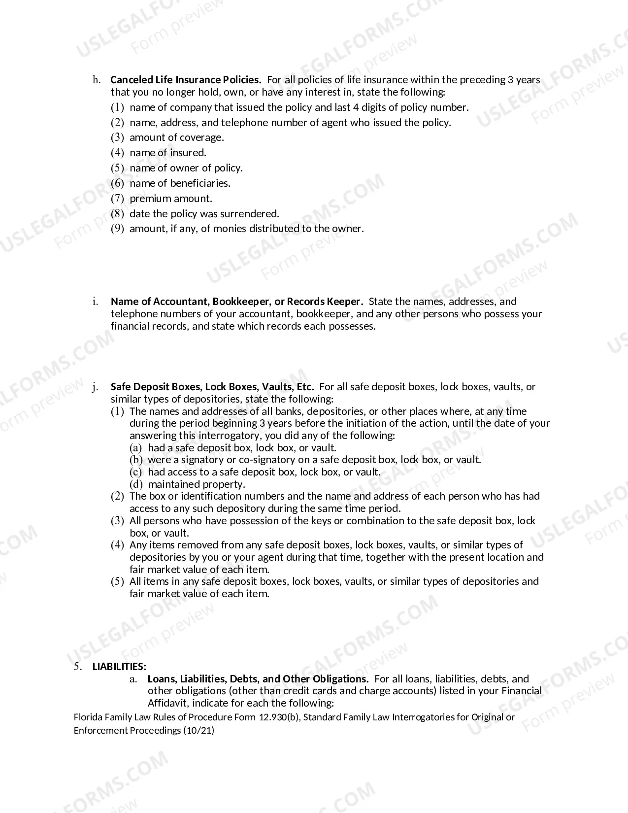 Preview Standard Family Law Interrogatories for Original or Enforcement Proceedings
