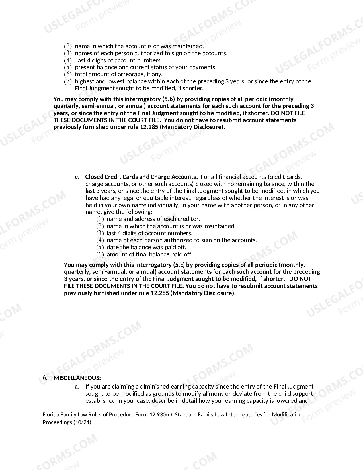 Preview Standard Family Law Interrogatories for Modification Proceedings