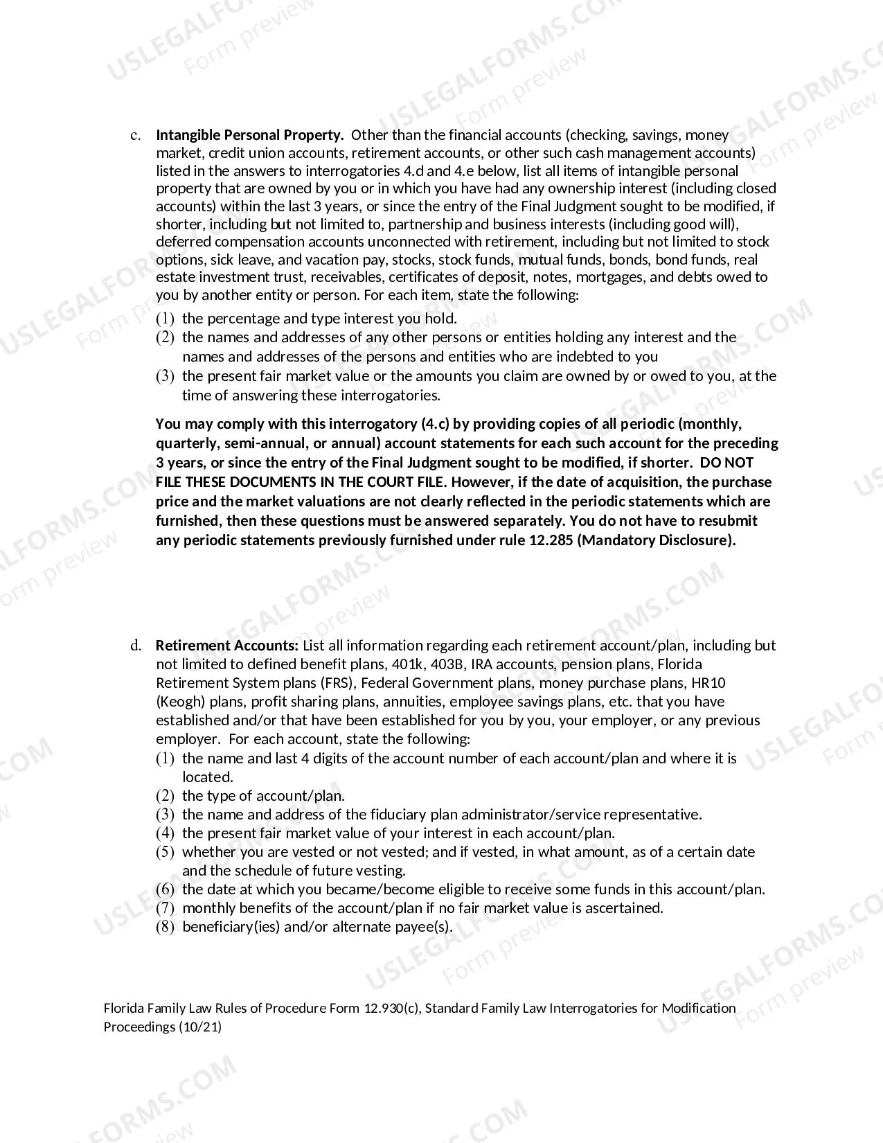 Preview Standard Family Law Interrogatories for Modification Proceedings