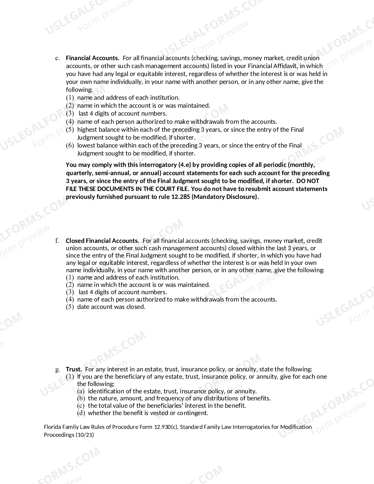 Preview Standard Family Law Interrogatories for Modification Proceedings