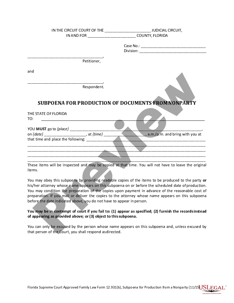 form Notice of Production from Nonparty - Subpoena for Production of Documents from Nonparty preview