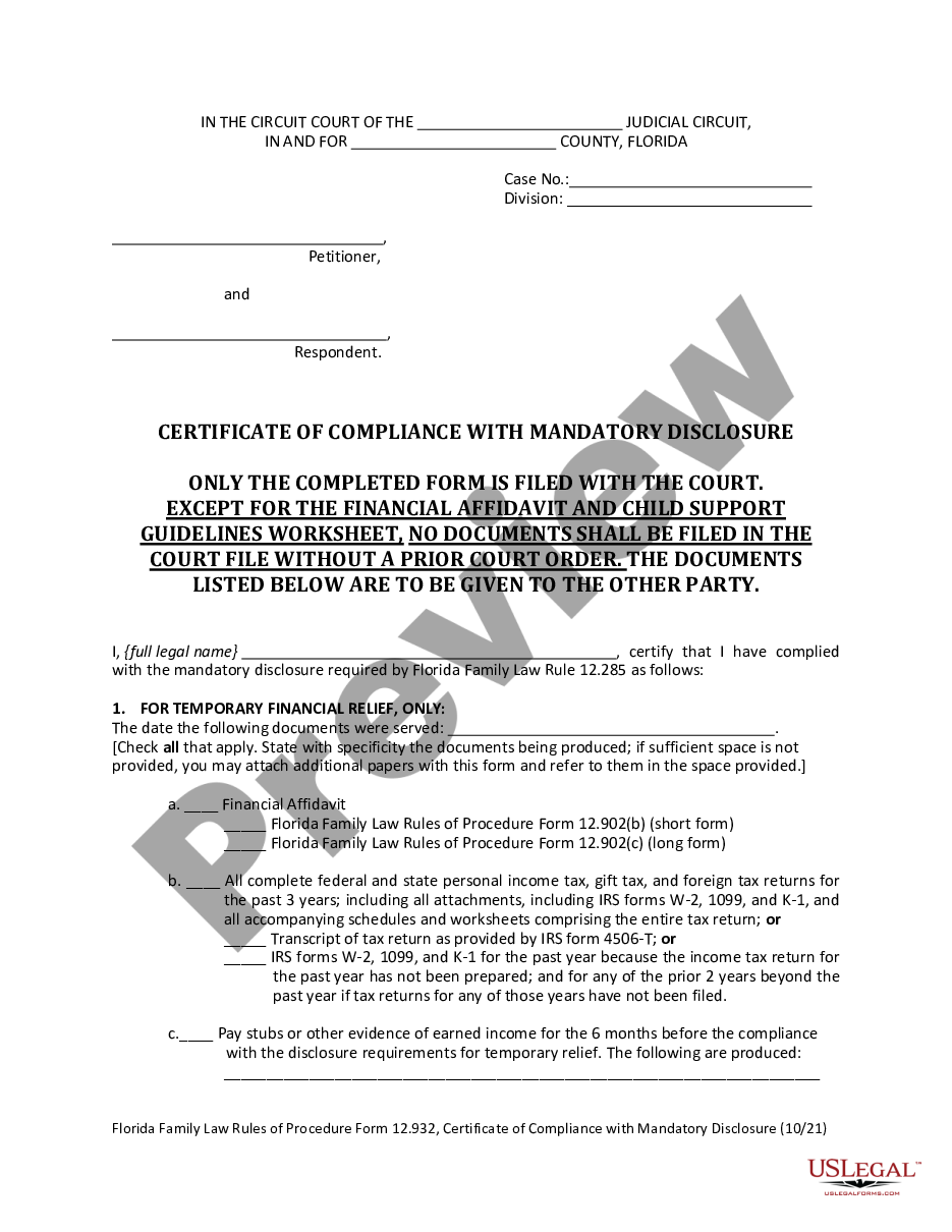 page 3 Certificate of Compliance with Mandatory Disclosure preview