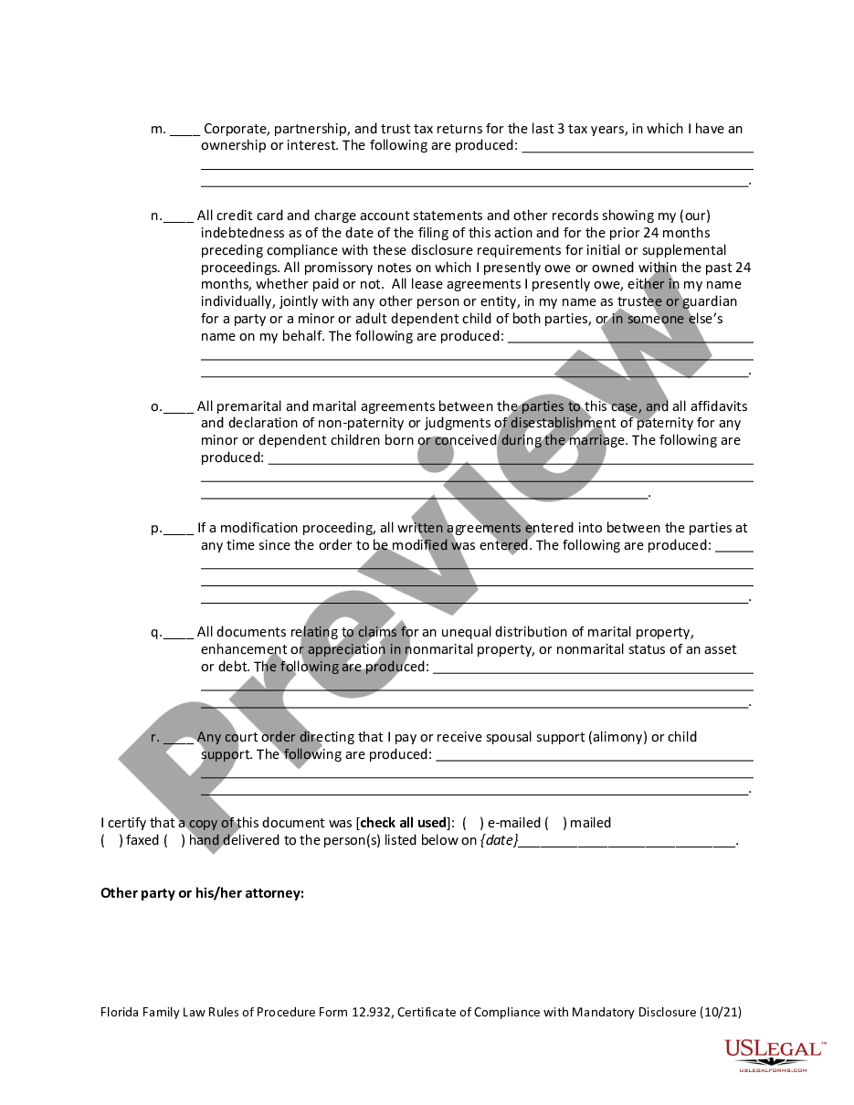 page 6 Certificate of Compliance with Mandatory Disclosure preview