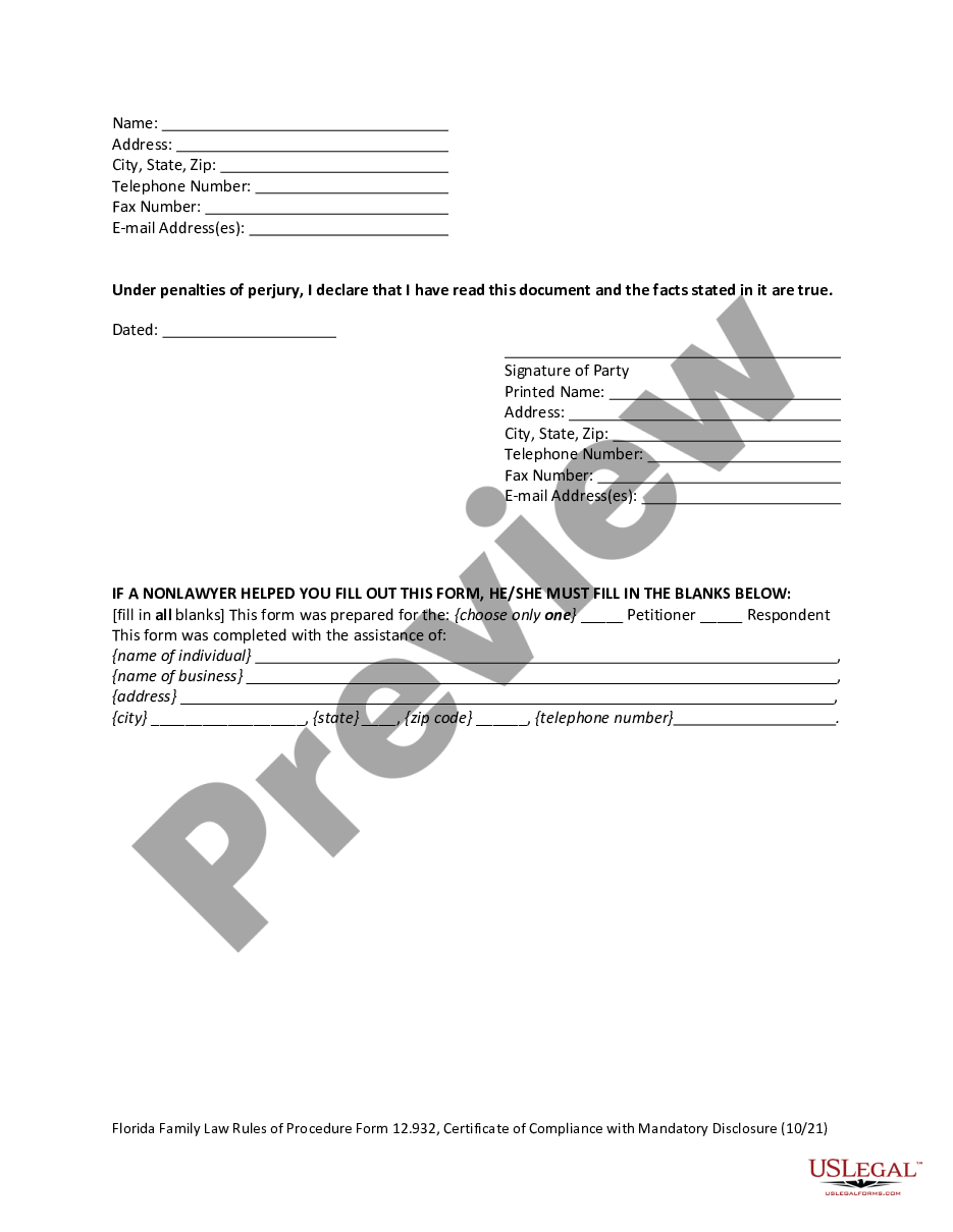 page 7 Certificate of Compliance with Mandatory Disclosure preview