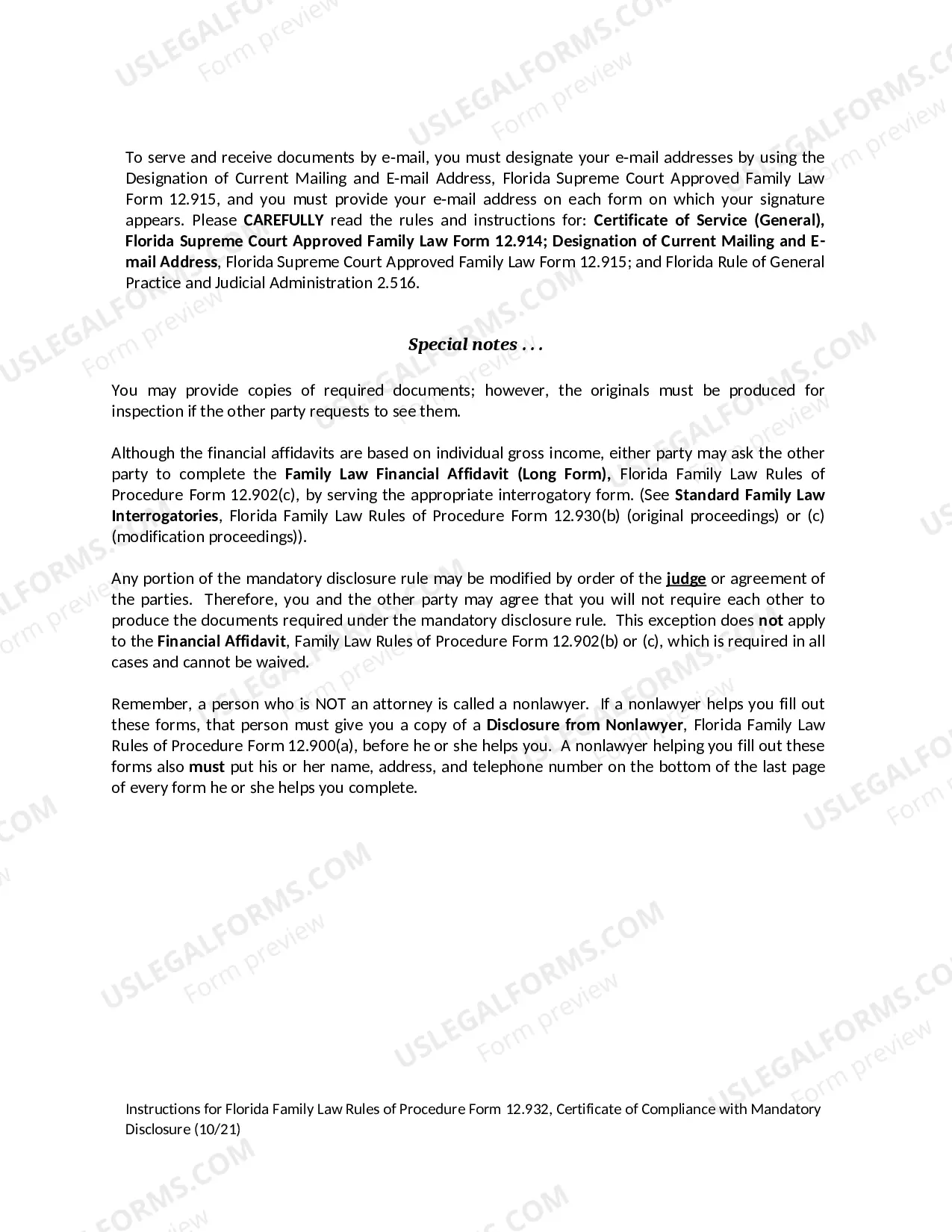 Preview Certificate of Compliance with Mandatory Disclosure