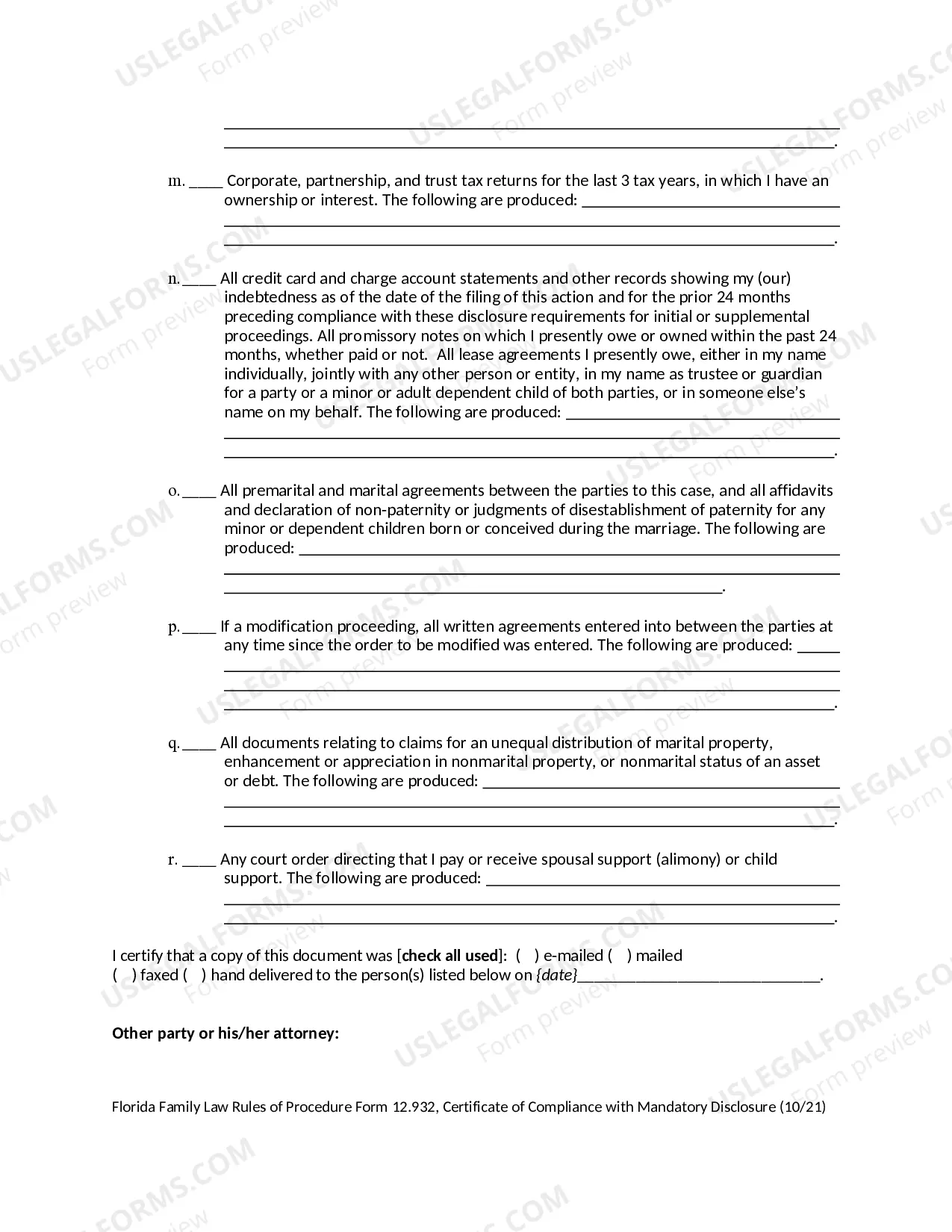 Preview Certificate of Compliance with Mandatory Disclosure
