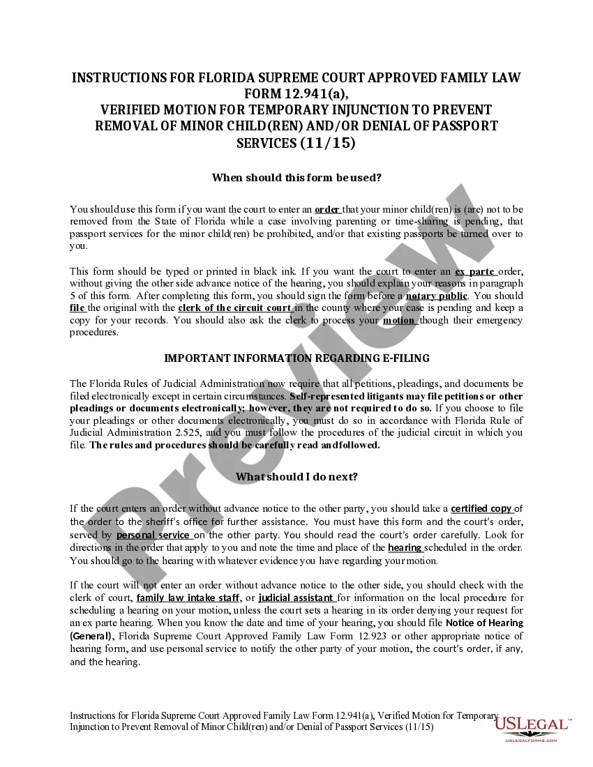 Sample Motion For Temporary Injunction Florida US Legal Forms