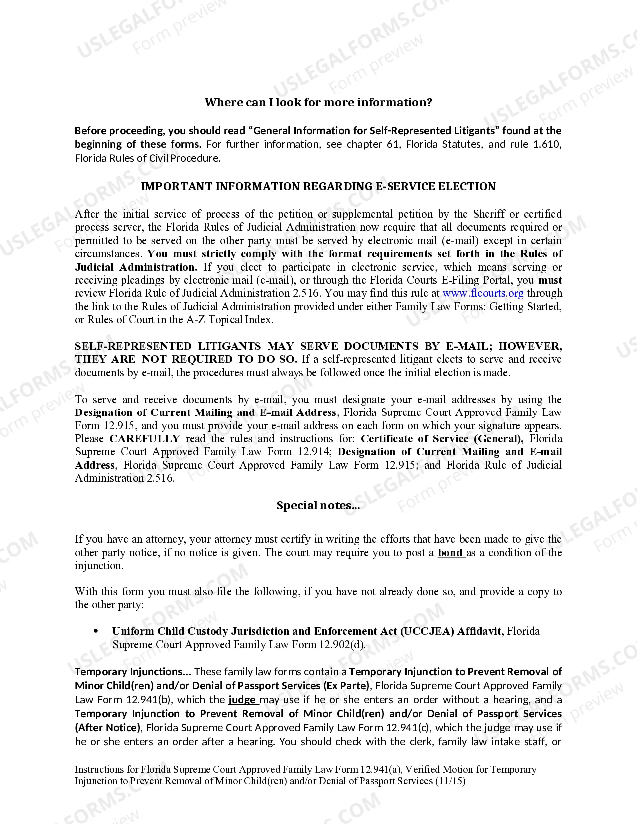 Preview Verified Motion for Temporary Injunction to Prevent Removal of Minor Children and or Denial of Passport Services