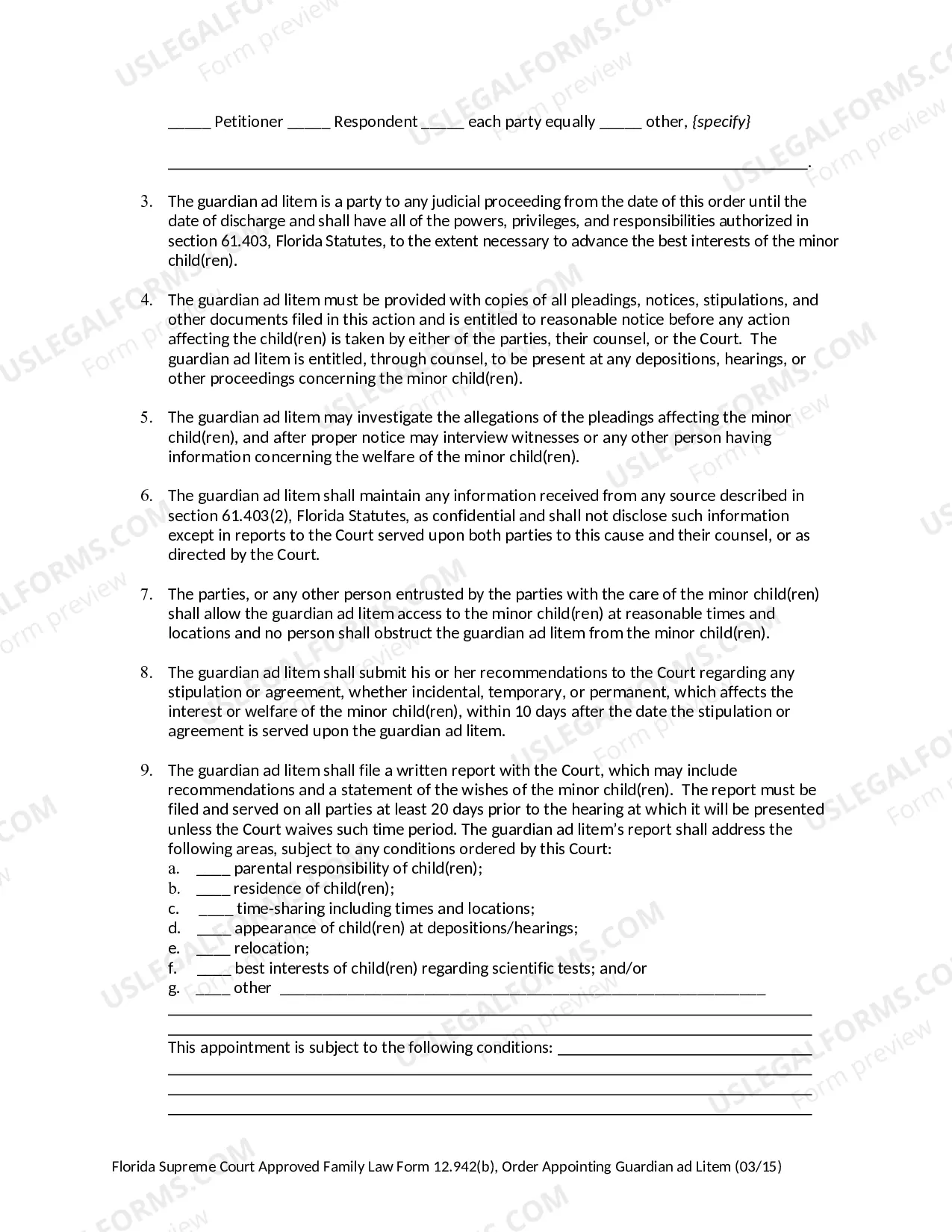 Preview Order Appointing Guardian ad Litem