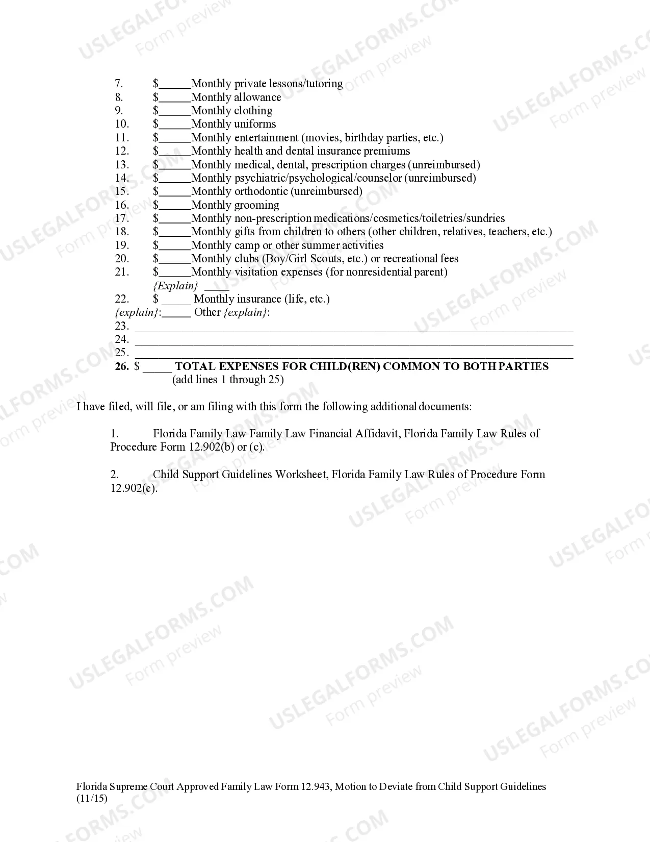 Preview Motion to Deviate from Child Support Guidelines