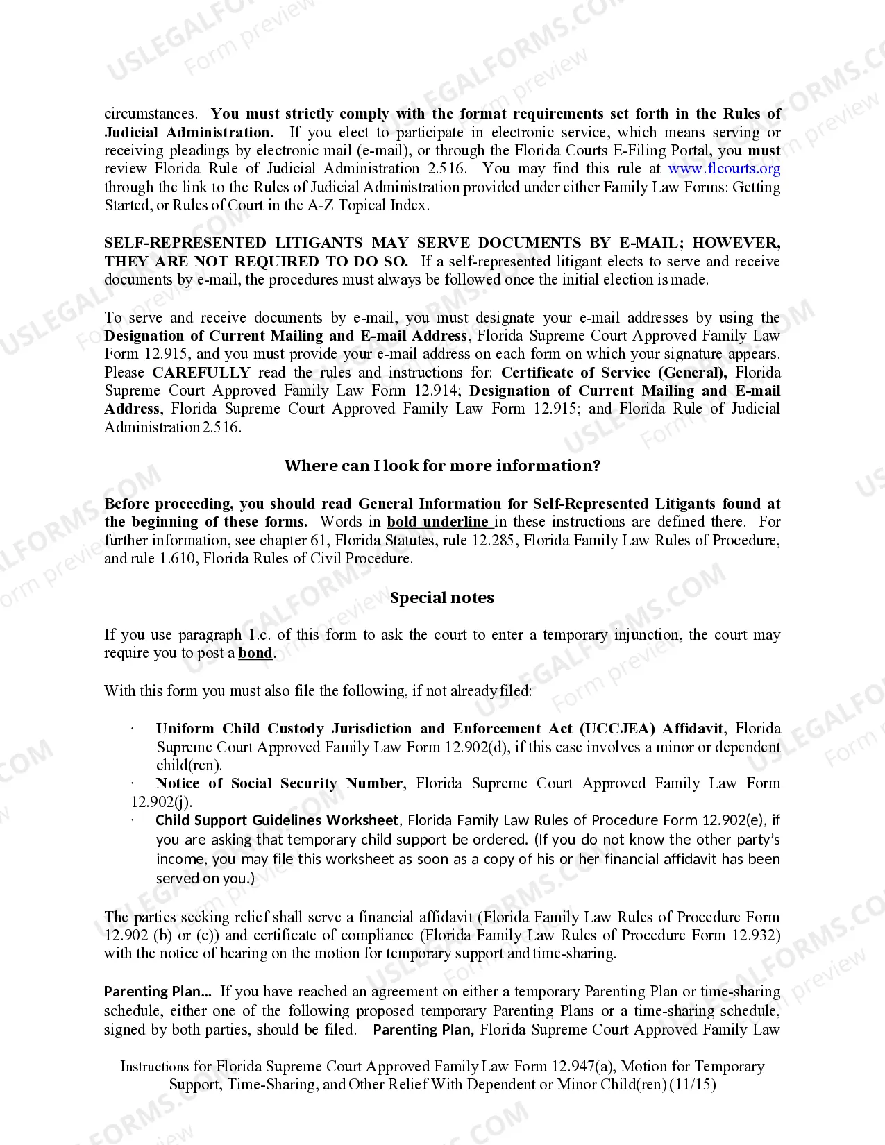 Preview Motion for Temporary Support with Dependent or Minor Children