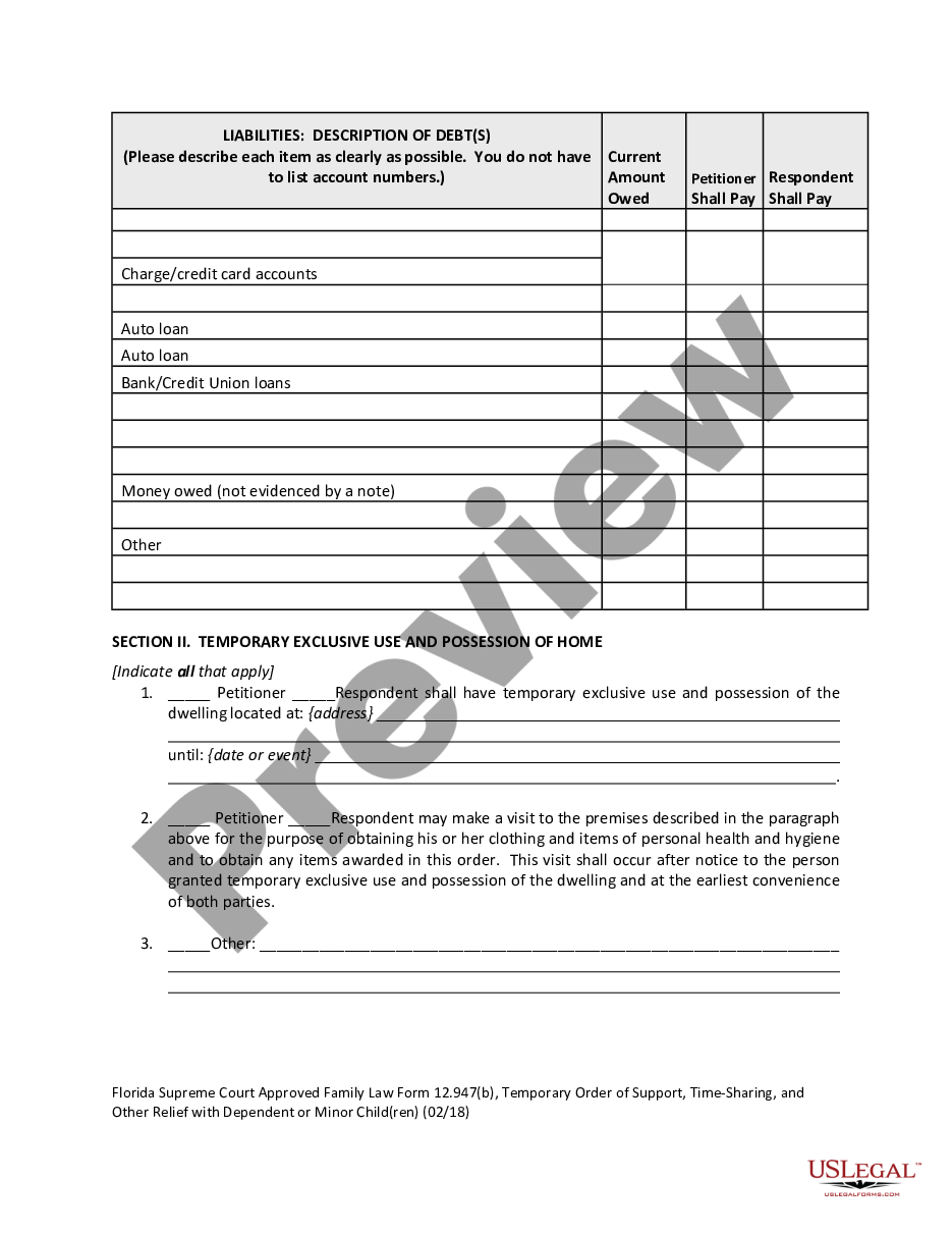 page 2 Temporary Order of Support with Dependent or Minor Children preview