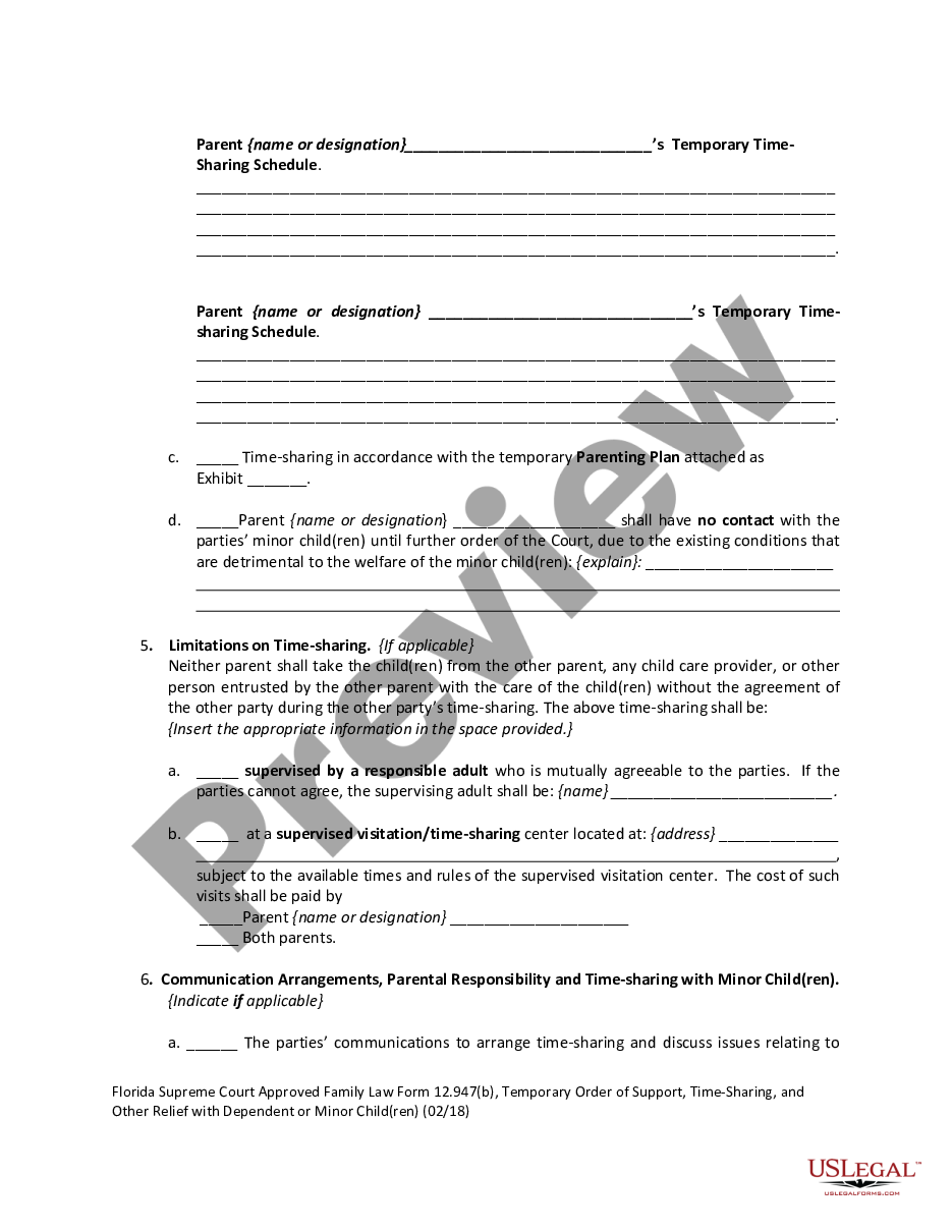 page 4 Temporary Order of Support with Dependent or Minor Children preview
