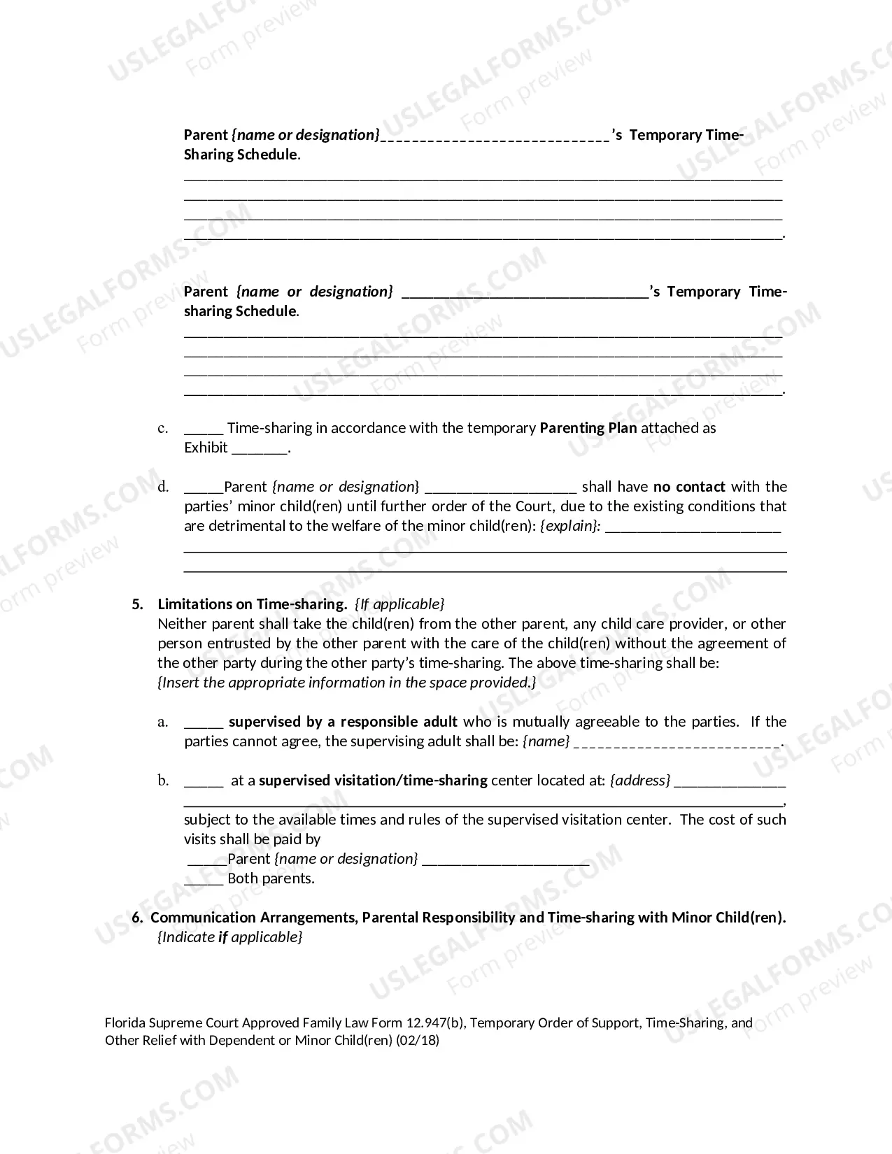 Preview Temporary Order of Support with Dependent or Minor Children
