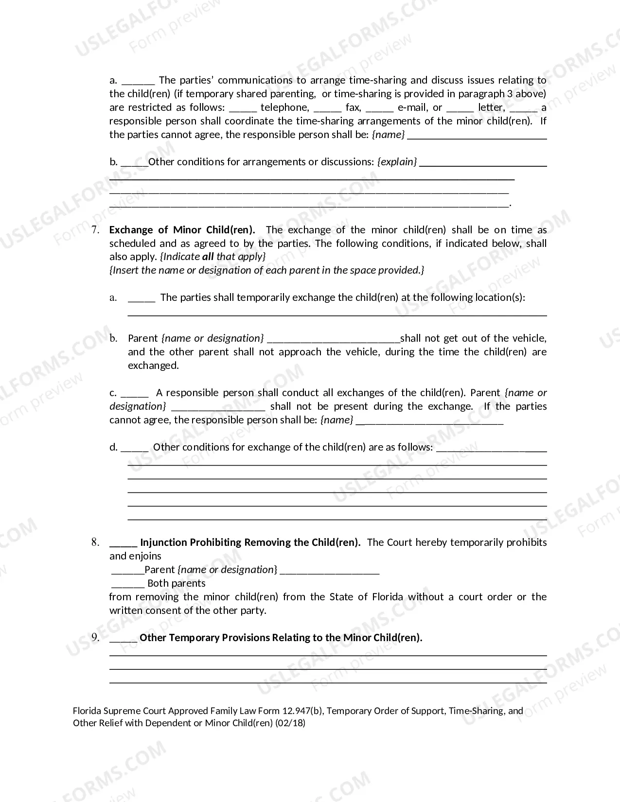 Preview Temporary Order of Support with Dependent or Minor Children