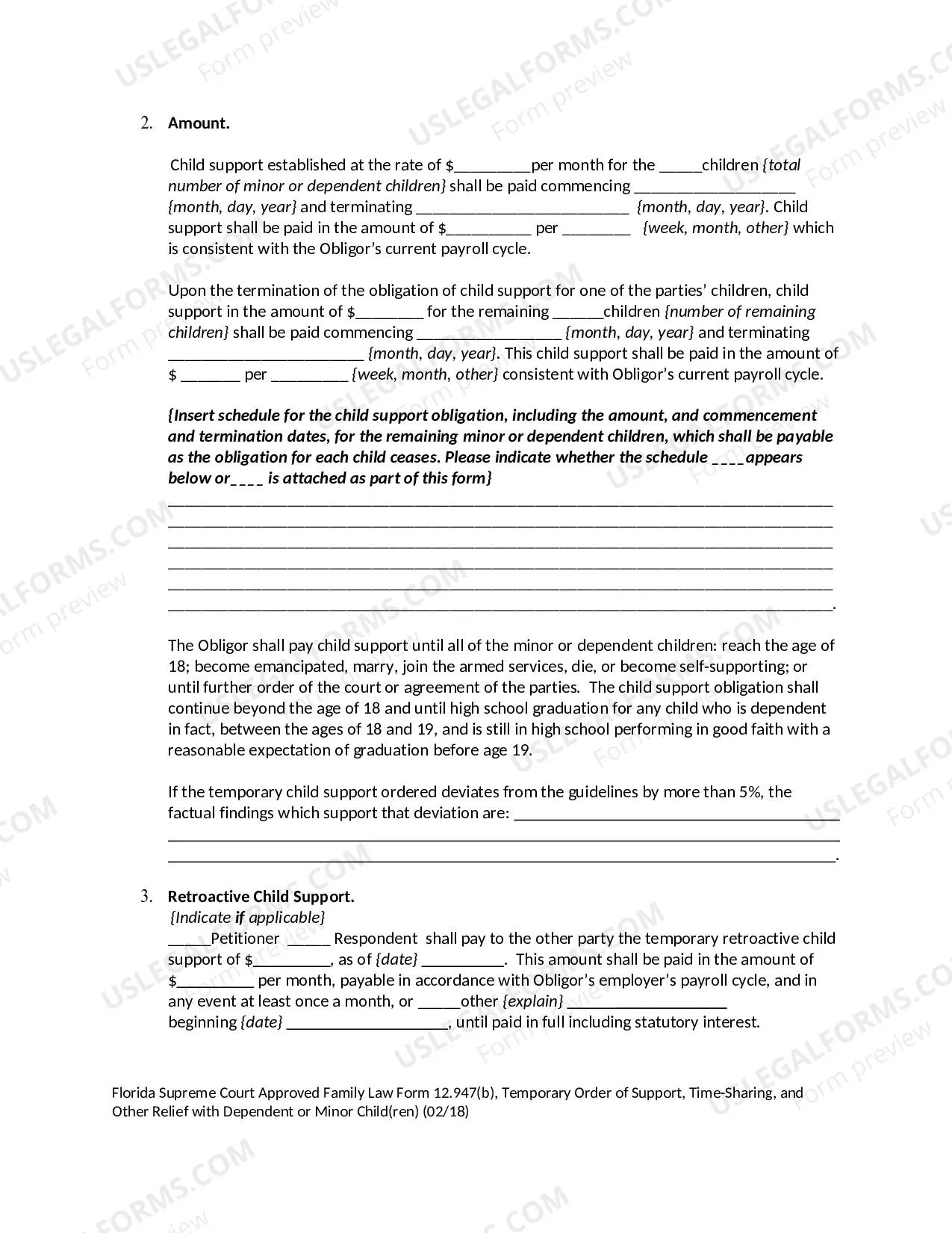 Preview Temporary Order of Support with Dependent or Minor Children