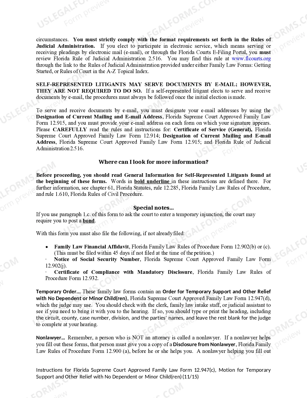 Preview Motion for Temporary Support with No Dependent or Minor Children