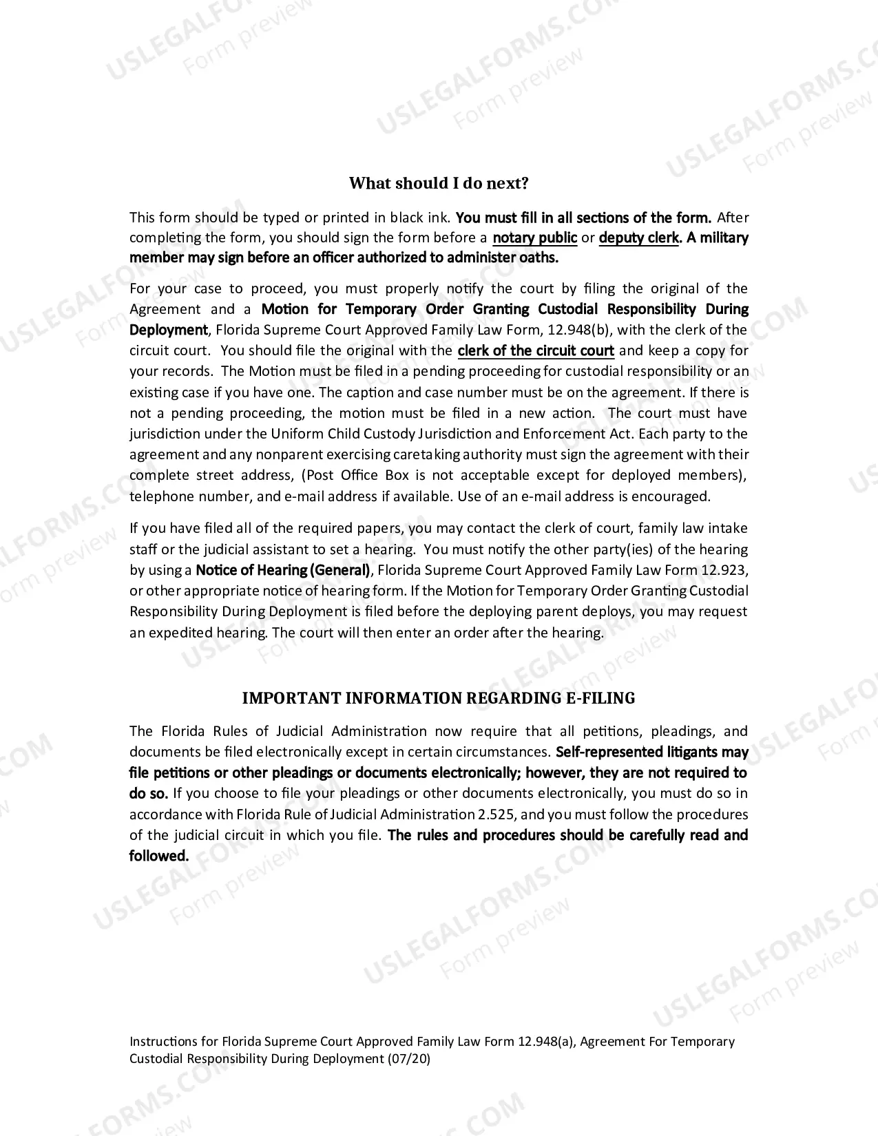 Preview Agreement Granting Temporary Custodial Responsibility During Deployment