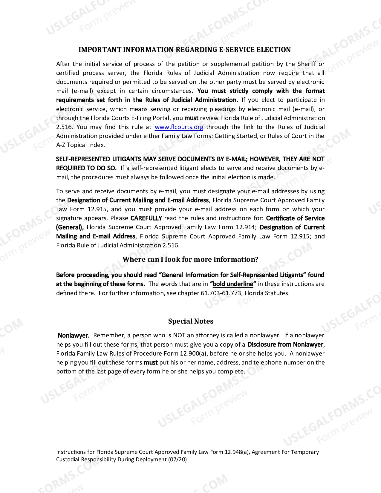 Preview Agreement Granting Temporary Custodial Responsibility During Deployment