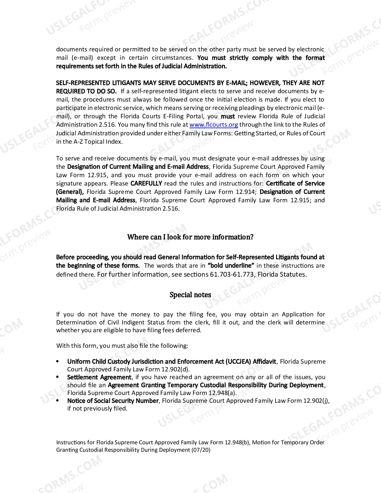 Preview Motion for Temporary Order Granting Custodial Responsibility During Deployment